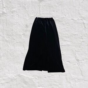 Star City Vintage Velvet Maxi Skirt Women's M Black Evening Party Elastic Waist